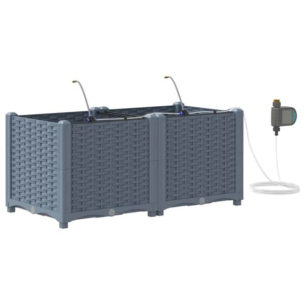 vidaXL Puutarha ruukku 2 pcs Vaalea Harmaa Ter&auml;s