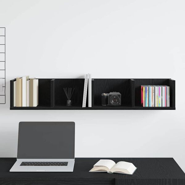 vidaXL Seinähylly hyllyllä Musta tammi. 100 x 18 x 18 cm Tekninen puu