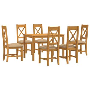 vidaXL Ruokailuryhm&auml; 7 kpl Beige M&auml;ntypuu