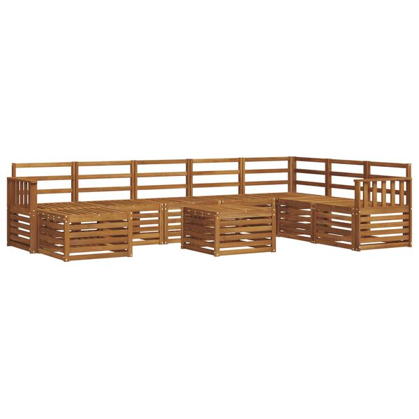 vidaXL Kulmasohvasetti 9 pcs Luonnollinen Tihe&auml; akasiapuu