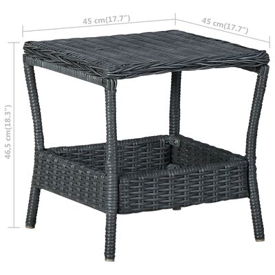 vidaXL Puutarhapöytä tummanharmaa 45x45x46,5 cm polyrottinki