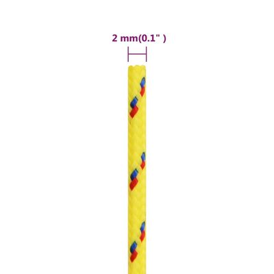 vidaXL Veneköysi keltainen 2 mm 50 m polypropeeni