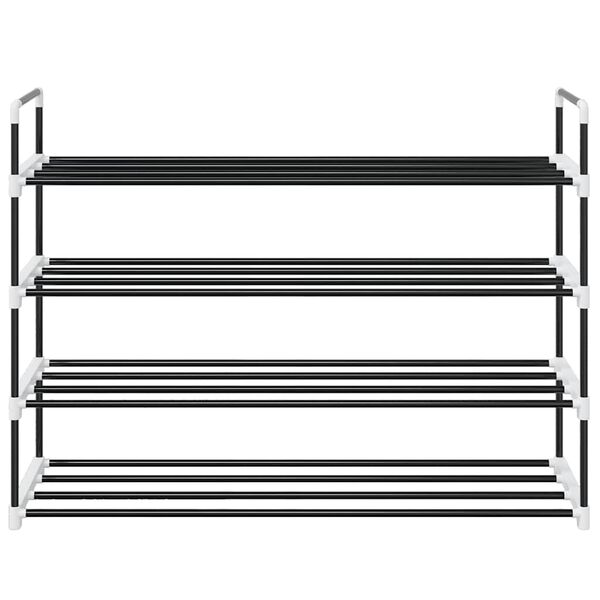 vidaXL Kenk&auml;teline 4 hyllyll&auml; metalli ja muovi musta