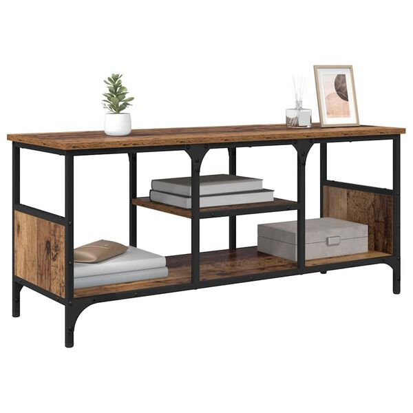 vidaXL TV-kaappi Vanha Puu 100 x 35 x 45 cm Hienosahattu puu ja rauta