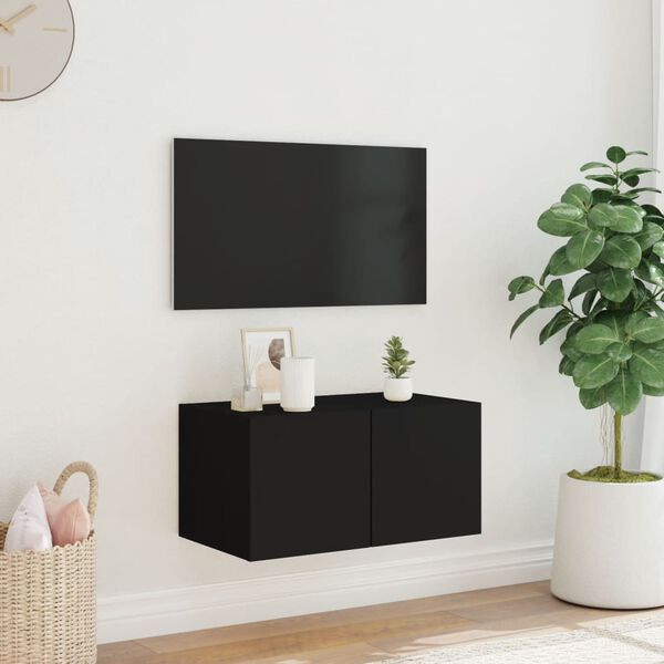 vidaXL TV-sein&auml;kaappi LED-valoilla musta 60x35x31 cm