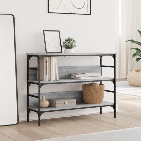 vidaXL Konsolip&ouml;yt&auml; harmaa Sonoma 100x32x75 cm tekninen puu