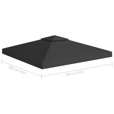 vidaXL 2-kerroksinen huvimajan katto 310 g/m² 3x3 m musta