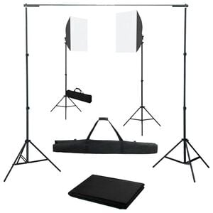 vidaXL Valokuvastudiosarja softbox-valoilla ja taustakankaalla