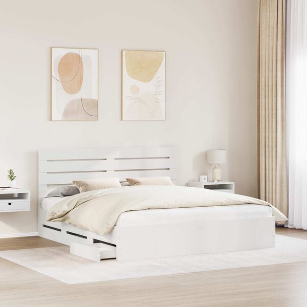 vidaXL S&auml;ngyn runko p&auml;&auml;tyll&auml; Valkoinen 200 x 200 cm Insin&ouml;&ouml;ripuuta