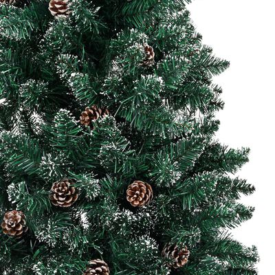 vidaXL Kapea joulukuusi aito puu ja lumi esivalaistu vihreä 180 cm