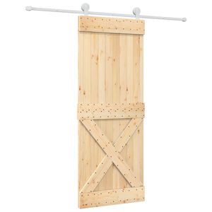 vidaXL Liukuovi 80 x 210 cm Massiivinen m&auml;nty (k&auml;sittelem&auml;t&ouml;n)