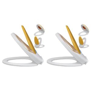vidaXL WC-istuimet soft-close kansilla 2 kpl muovi valkokeltainen