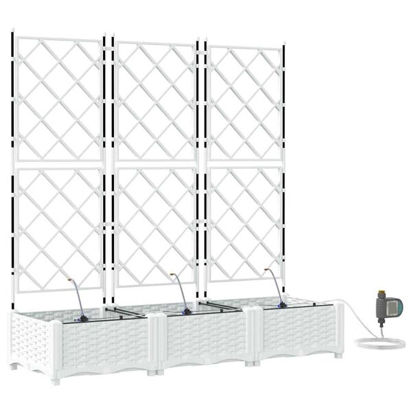 vidaXL Puutarha ruukku 3 pcs Valkoinen Ter&auml;s