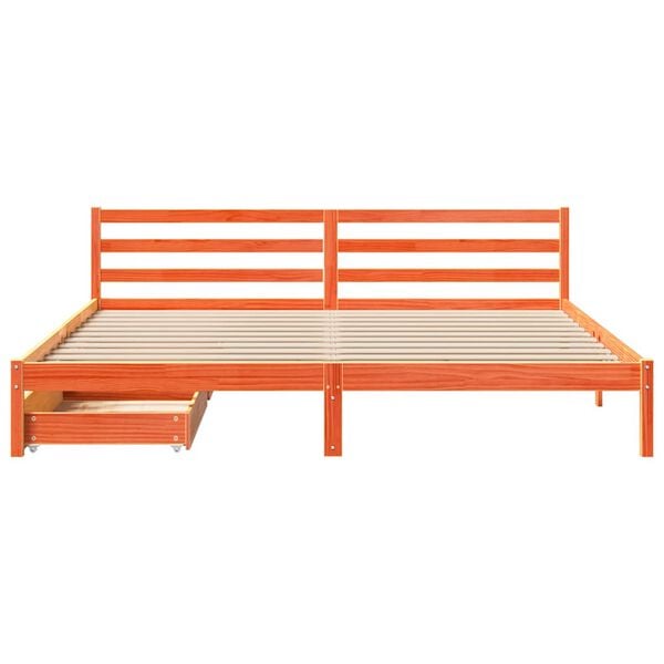 vidaXL Sängynrunko ilman patjaa vahanruskea 180x200 cm täysi mänty