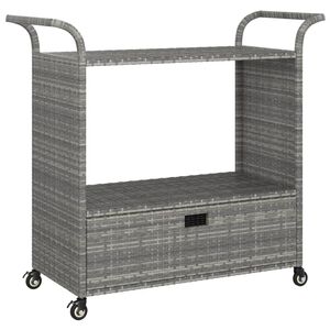 vidaXL Baarivaunu laatikolla harmaa 100x45x97 cm polyrottinki