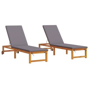 vidaXL Aurinkotuoli 2 pcs Ruskea 53 x 202 x 89cm Täysi Akaasiapuu