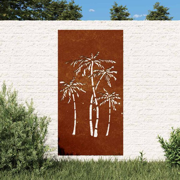 vidaXL Puutarhasein&auml;koriste 105x55 cm corten ter&auml;s palmukuvio