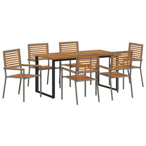 vidaXL Piharuokailu setti 7 kpl Harmaa Tihe&auml; akasiapuu
