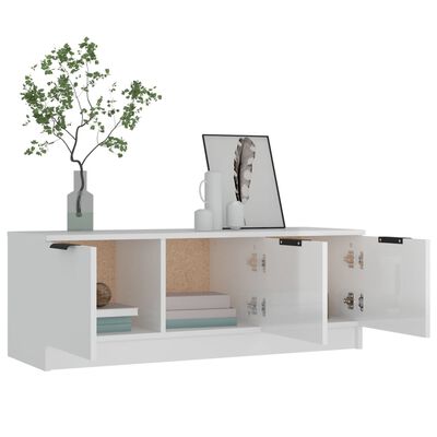 vidaXL TV-taso korkeakiilto valkoinen 102x35x36,5 cm tekninen puu