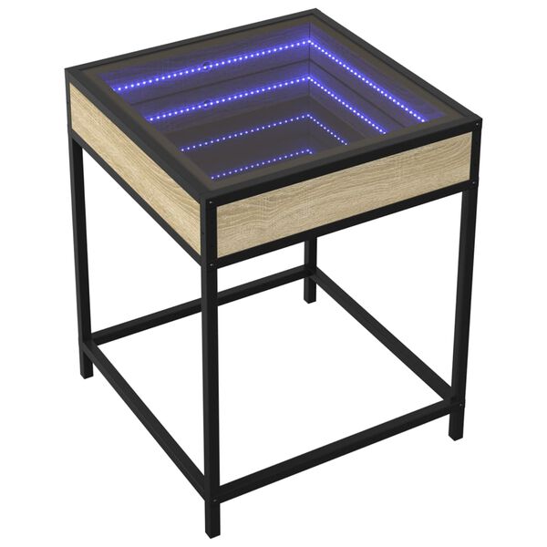 vidaXL sohvapöytä Infinity LED-valoilla Sonoma-tammi 40x40x51 cm