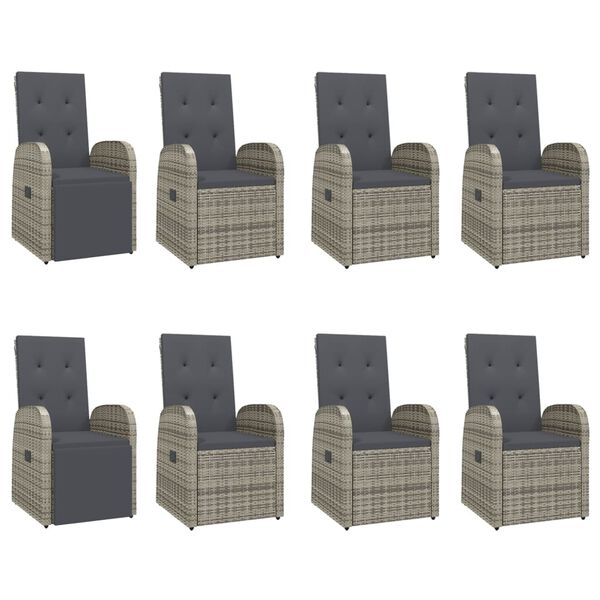 vidaXL 9-osainen Ulkoruokailuryhm&auml; harmaa polyrottinki/akasiapuu