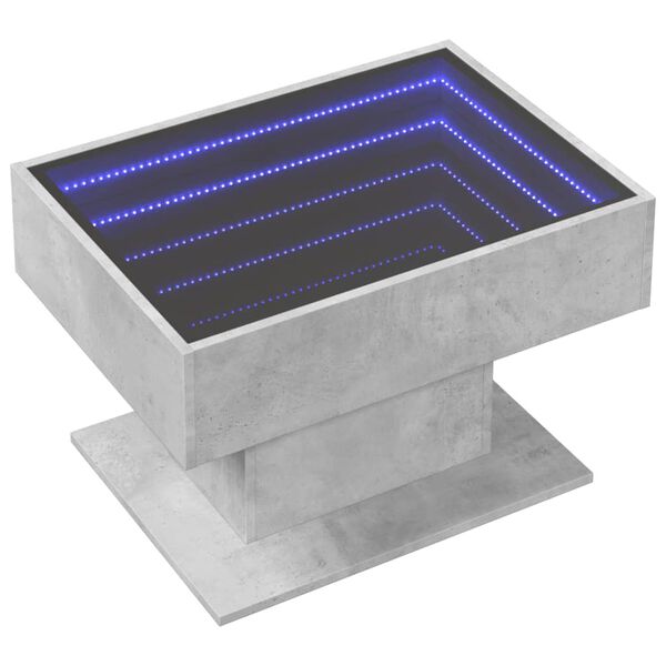 vidaXL Sohvap&ouml;yt&auml; LED-valoilla betoninharmaa 70x50x45 cm tekninen puu