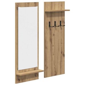 vidaXL Sein&auml;lle asennettava takkihylly Artisan tammi 70 x 10 x 90 cm