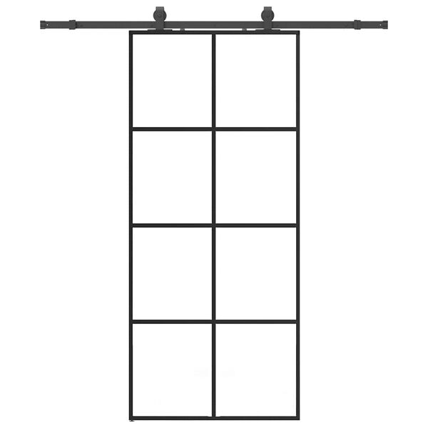 vidaXL Liukuovi asennustarvikkeilla musta 90x205 cm ESG lasi