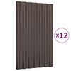 vidaXL Kattopaneelit 12 kpl galvanoitu ter&auml;s ruskea 60x36 cm