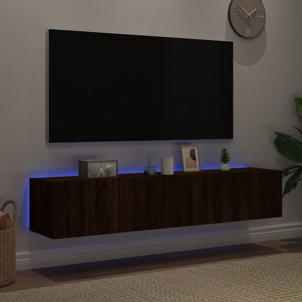 vidaXL TV-sein&auml;kaapit LED-valoilla 2 kpl ruskea tammi 80x35x31 cm