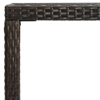 vidaXL Puutarhan baaripöytä ruskea 130x60x110 cm polyrottinki ja lasi