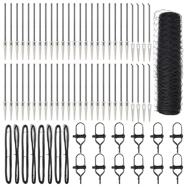 vidaXL Aitalatu Harmaa 100 x 0,6 m (50 mm verkko) Ter&auml;st&auml; ja PVC:t&auml;