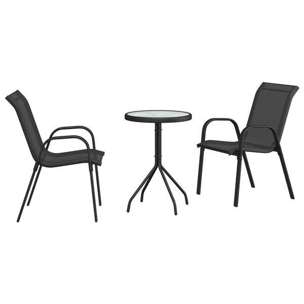vidaXL Puutarhan Bistro Set 3 pcs Musta Teräs
