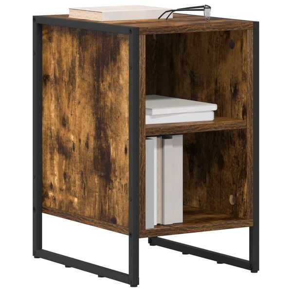 vidaXL Y&ouml;p&ouml;yt&auml; Savuharmaa Tammi 39.5 x 30 x 50 cm Tekninen puu