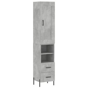 vidaXL Kaappi betoninharmaa 34,5x34x180 cm tekninen puu