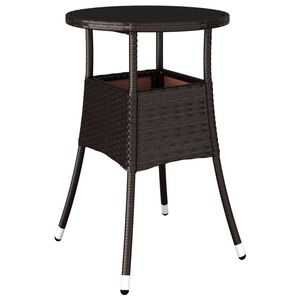 vidaXL Puutarhap&ouml;yt&auml; &Oslash;60x75 cm karkaistu lasi ja polyrottinki ruskea
