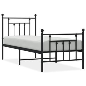 vidaXL Metallinen s&auml;ngynrunko p&auml;&auml;dyill&auml; musta 75x190 cm