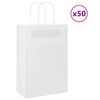 vidaXL Paperikassit 50 kpl kahvoilla valkoinen 21x11x31 cm