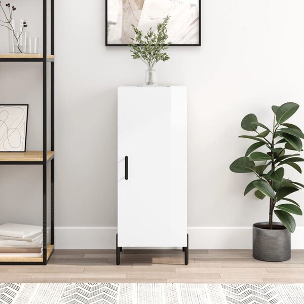 vidaXL Senkki korkeakiilto valkoinen 34,5x34x90 cm tekninen puu