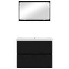 vidaXL Kylpyhuonekalustesetti peilill&auml; 3 pcs Musta tammi. Tekninen puu