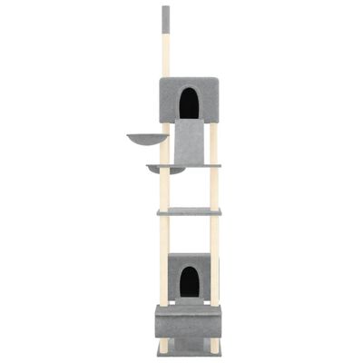 vidaXL Kattoon asti yltävä kissan kiipeilypuu harmaa 277-303 cm