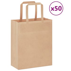 vidaXL Paperikassit 50 kpl kahvoilla ruskea 18x8x22 cm