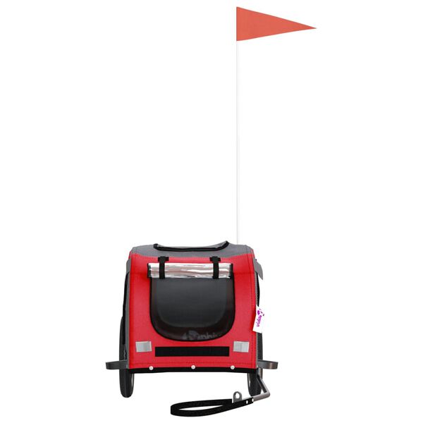 vidaXL Lemmikinkuljetuskärry polkupyörään punaharmaa kangas ja rauta