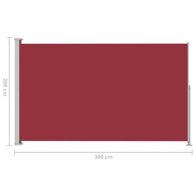 vidaXL Sisäänvedettävä terassin sivumarkiisi 200x300 cm punainen