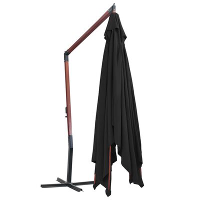 vidaXL Riippuva aurinkovarjo puurunko 400x300 cm musta