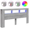 vidaXL S&auml;ngynp&auml;&auml;ty LED-valoilla harmaa Sonoma 200x18,5x103,5 cm puu