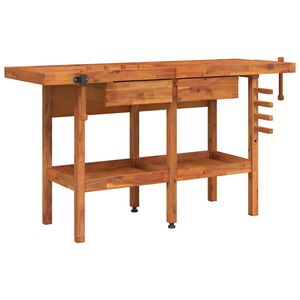 vidaXL Ty&ouml;penkki ruuvipuristimilla 162x62x83 cm t&auml;ysi akasiapuu