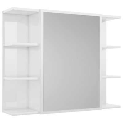 vidaXL Kylpyhuoneen peilikaappi korkeakiilto valkoinen 80x20,5x64 cm