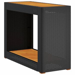 vidaXL Puutarhan sivup&ouml;yt&auml; puulevyll&auml; musta 100x40x75 cm polyrottinki