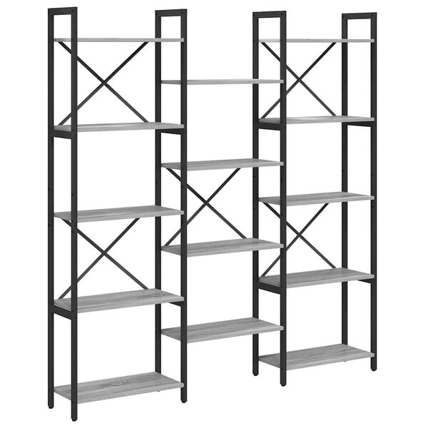 vidaXL Kirjahylly Harmaa sonoma 156 x 25 x 167 cm Tekninen puu